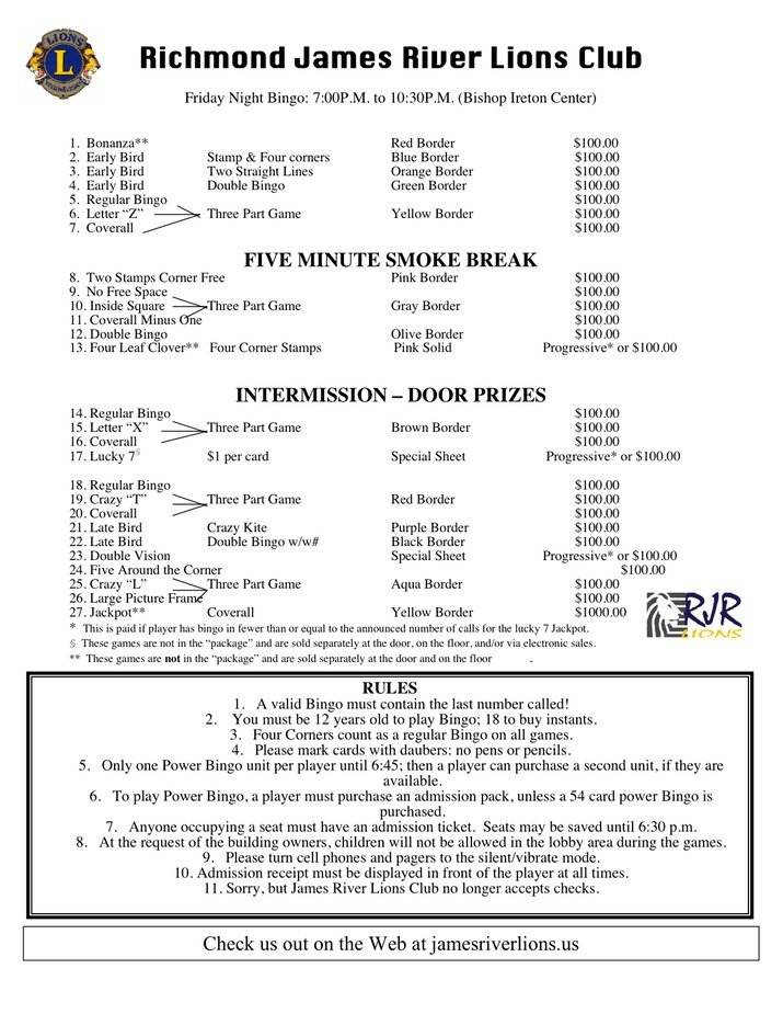 Bingo game sheet New 2